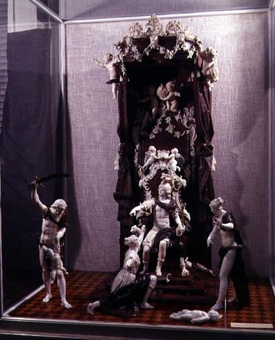 Salomonin tuomio, tehty Münchenissä, noin 1741 (norsunluu, pähkinä ja värillinen lasi) tekijältä Simon Troger